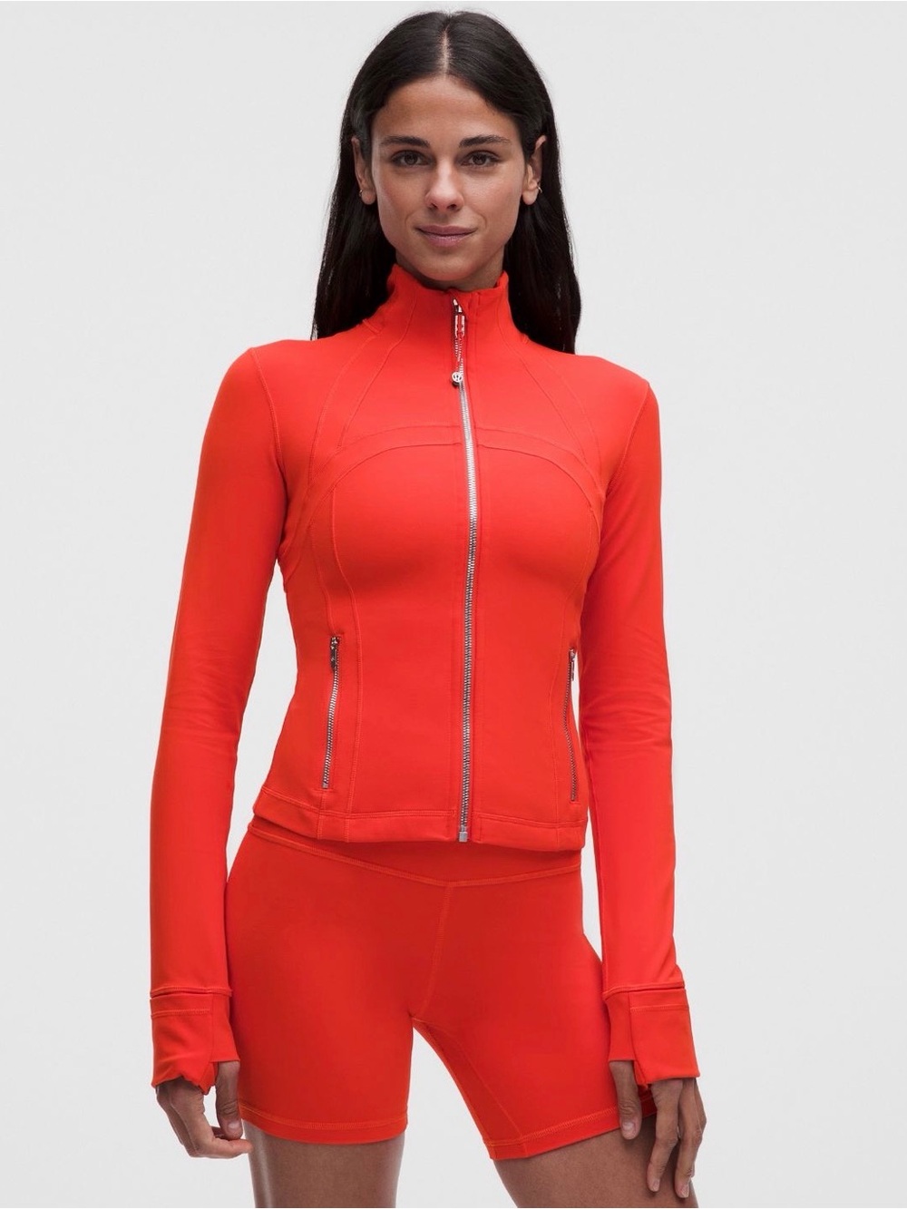 Lululemon Define Cropped Jacket Nulu Cherry Ember Mirror Silver Size 6 NWT